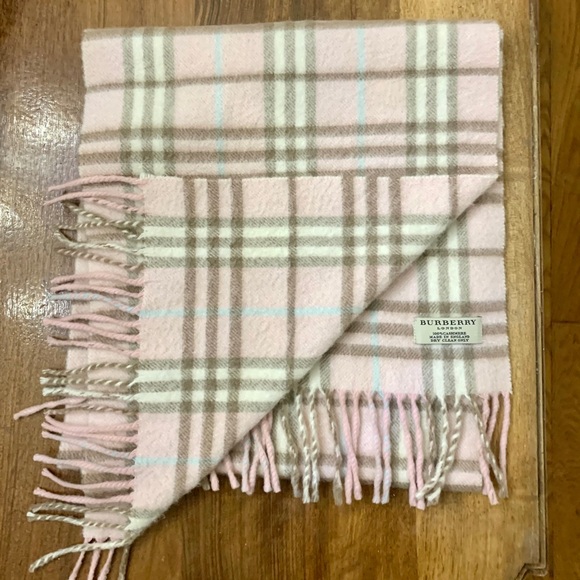 Burberry Cashmere Scarf Pink Plaid - Picture 1 of 4